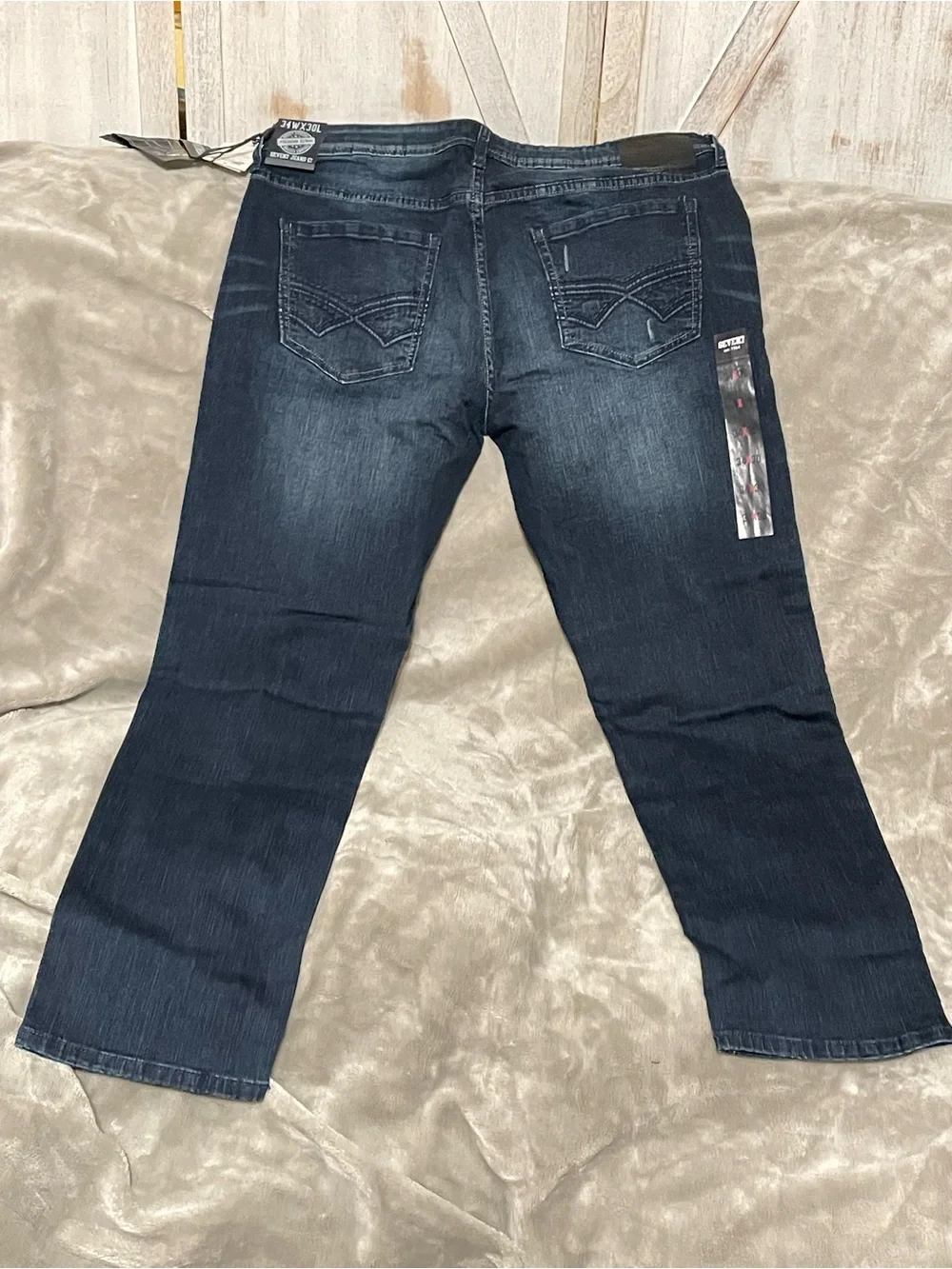Seven7 Men's Straight Dark Wash Jeans - Faded Blue